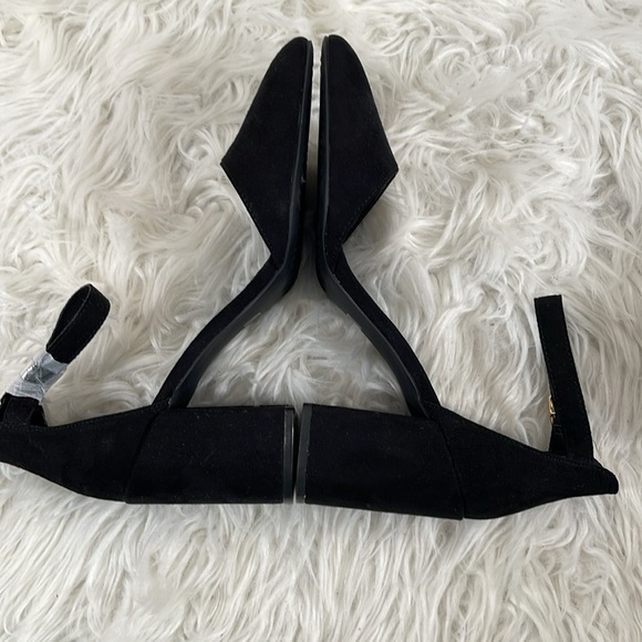 LULUS Ellarose Black Suede Ankle Strap Chunky Heels Size 8.5 NEW - Picture 8 of 16